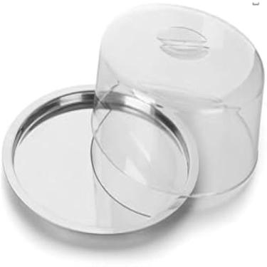Imagem de Porta bolo redondo inox com tampa transparente,duradouro