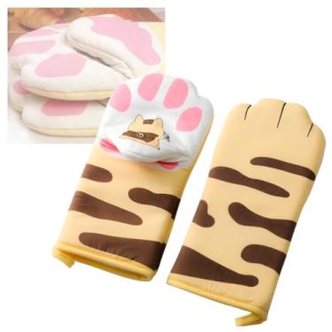 Imagem de Luva Térmica de Cozinha Pata de Gato Forrada Forno e Fogão, Proteção com Alegria