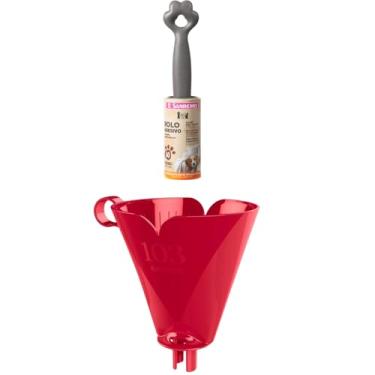 Imagem de Kit com 1 Suporte de Filtro de Café Vermelho 103 + 1 Rolo Adesivo Tira Pelos Pet
