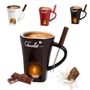Imagem de CZMSECAI Copo de fondue doce para encontros noturnos e muito mais - Conjunto de copos de derretimento de chocolate com garfos, perfeito como caneca de fondue ou caneca de fondue de chocolate