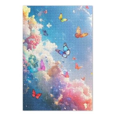 Imagem de Borboletas coloridas nuvens 500 quebra-cabeças grandes para adultos, quebra-cabeças difíceis para adultos, jogos mentais