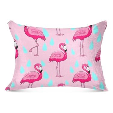 Imagem de Fronhas decorativas grandes de desenhos animados flamingos rosa com zíper longo padrão queen king size fronhas decoração de cama para casa, tamanho corporal, 53 cm x 137 cm