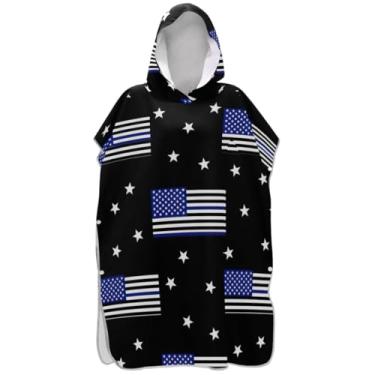 Imagem de Joisal Poncho de surfe para adultos trocador de roupas de banho de praia com capuz reutilizáveis homens mulheres poncho com capuz bandeira preta