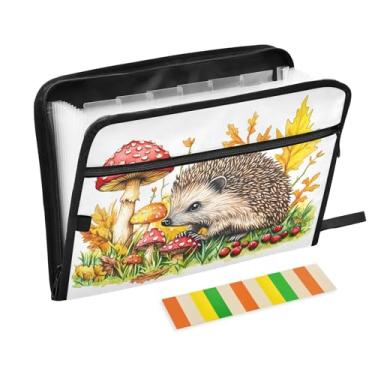 Imagem de Pastas sanfonadas de cogumelos vermelhos para documentos, 13 bolsos, organizador de documentos com zíper e etiquetas