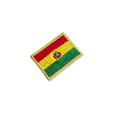 Imagem de BP0029-031 Bandeira Bolívia Patch Bordado 3,8×2,5cm (B) Fecho de contato gancho)