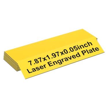 Imagem de PATIKIL Placas de nome em branco, placas de nome gravadas de 20 x 5 cm, placa de nome personalizada, placas de porta, etiquetas de mesa para escritório, sala de aula, amarelo com letra preta, 8 peças