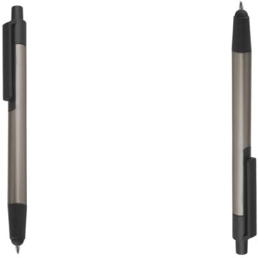 Imagem de Caneta Esferográfica em Alumínio Reciclado com Ponta Touch, Escrita Azul, Corpo Cilíndrico, 15g, Ambidestro, Tema Sustentabilidade (Kit 2 Cinza)