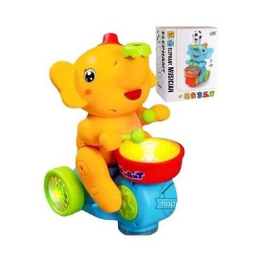 Imagem de Brinquedo Elefante Músico LED Com Tambor Para Crianças, Aprendizado Se