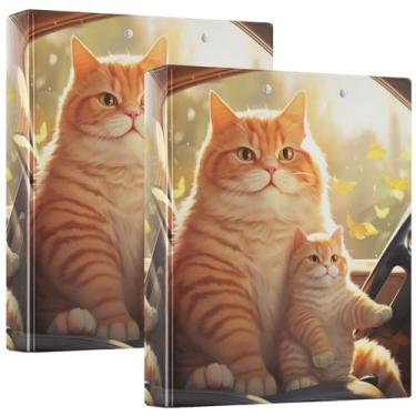 Imagem de Fichário de 3 anéis de gato gordo laranja fofo personalizado de 3 cm comporta 200 folhas de fichário fofo para escritório, 31,5 x 27 x 6 cm, 1 pacote