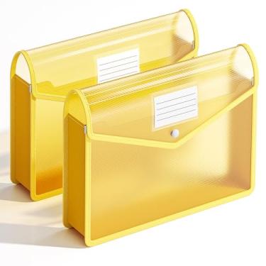 Imagem de XingDuing Pasta de arquivo expansível de plástico, envelopes transparentes com fecho de pressão, tamanho carta/A4 para escola/escritório/casa/hospital, sem divisórias, grande capacidade - pacote com 2
