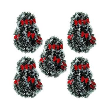 Imagem de Guirlanda De Natal Vermelha Com Fitas De Natal 5 Pacotes 32,5 Pés Tota