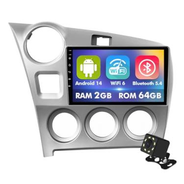 Imagem de Tela sensível ao toque IPS de 9 polegadas Android 14 estéreo para carro Toyota Matrix 2009-2014 com CarPlay sem fio e Android Auto 2 + rádio de carro de 64 GB, compatível com WiFi 6, Bluetooth, 5.4