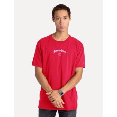 Imagem de Camiseta Tommy Jeans Masculina Regular Grunge Arch Vermelha-Masculino
