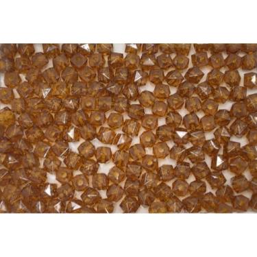 Imagem de Miçanga Cristal Acrílico 8mm Cubo Quadrado 500g Transparente para Artesanato e Bijuteria (Marrom 057)