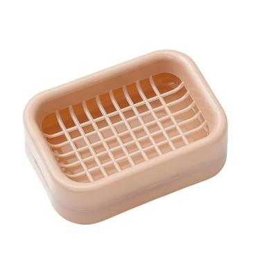 Imagem de Saboneteira Compacta com Bandeja de Drenagem, Plástico PP, 12,5 x 9 x 3,5 cm, Organização e Higiene (Salmão)