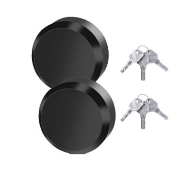 Imagem de Conjunto de 2 unidades de bloqueio de disco, cadeado escondido de alumínio 6061 com chave, cadeados de reboque antifurto de 6 cm para trailers, caminhões, galpões, garagem, portões (preto, pacote com