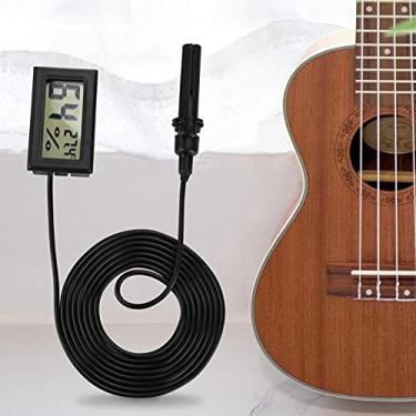 Imagem de Cryfokt Higrômetro de Guitarra Digital Medidor de Umidade de Temperatura LCD para Violino Ukulele, Detecção Sensível para Manutenção de Instrumentos, Display Fácil de Ler para Músicos (Preto)