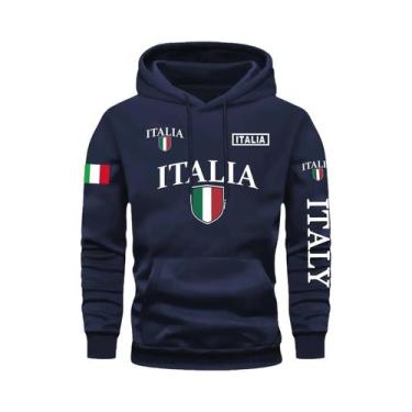 Imagem de Moletom Masculino Cinza Com Estampa Da Bandeira Da Itália E Letra ITAL