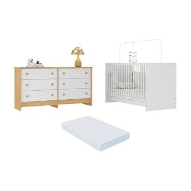 Imagem de Berço 3 Em 1 Com Colchão Incluso E Cômoda Framboesa Multimóveis MP4680