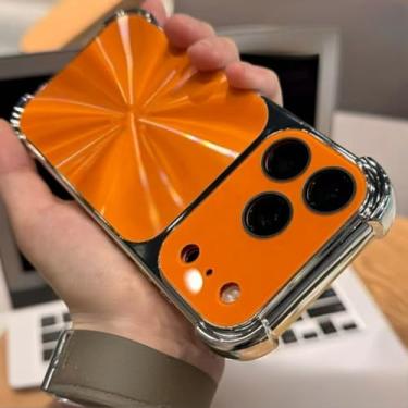 Imagem de Capa protetora com janela de vidro para iPhone 13 14 15 16 17 Pro Max Air, à prova de choque, com bordas reforçadas e proteção reforçada (para iPhone 17/Laranja)