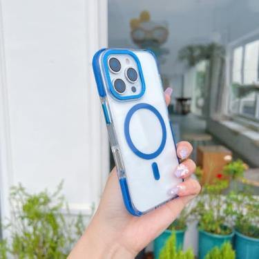 Imagem de Capa transparente de luxo com carregamento sem fio para iPhone 16, 15 Pro Max, 14 Plus, 13, 12 e 11 (para iPhone 12/Azul)