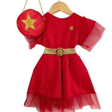 Imagem de Kit Vestido Infantil para Meninas com Tule-Natal e Ano novo- com Bolsa