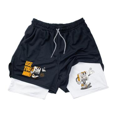 Imagem de Short Bermuda 2 Em 1 Masculino Espotivo‎ New Newspaper Of The Day Abstract-Masculino