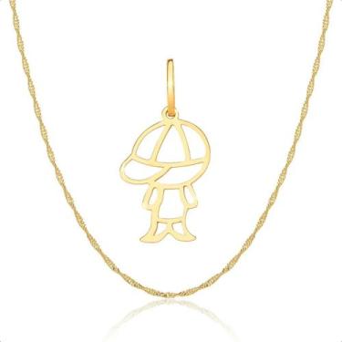 Imagem de Cordão Singapura Com Pingente Menino Em Ouro 18k - Sofistgold, 45cm