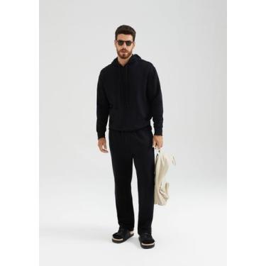 Imagem de Calça Básica Masculina Reta Em Moletom Peluciado - Hering, XXG, Preto