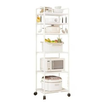 Imagem de Prateleiras Estante Organizador Armazenamento Para Cozinha E Banheiro 6 Camadas Com Rodinhas Resiste(Branco)