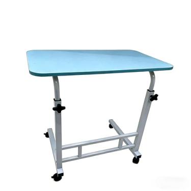 Imagem de Mesa Notebook com Rodízios - Altura Ajustável Multifuncional para Home Office, Escritório e Sala, Ideal para Computador e Escrivaninha Compacta (azul claro)