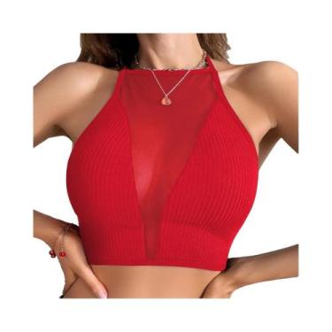 Imagem de Top Cropped De Renda Sexy Para Mulheres, Camisola Sem Costas, Corset A