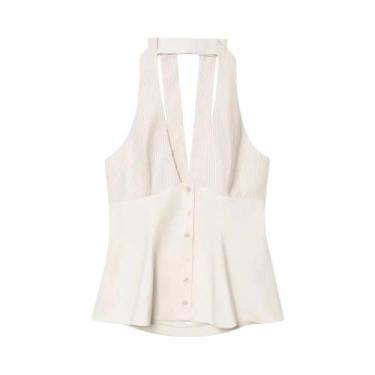 Imagem de Camisola De Verão Feminina Com Alças Listradas E Costas Descobertas, T