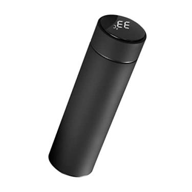 Imagem de Copos de aço inoxidável 2 peças Copo de água inteligente Copo de exibição de temperatura Copo de preservação de calor Garrafas de água isoladas de aço inoxidável preto
