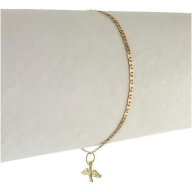 Imagem de Pulseira Piastrine Pingente Espirito Santo 17 Cm Ouro 18k - JOIE JOIAS