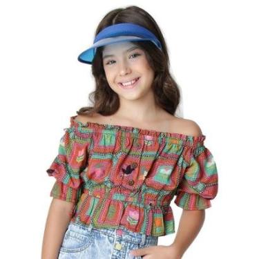 Imagem de Blusa Juvenil Look Jeans Cropped Estampada - UNICA - 6-Feminino