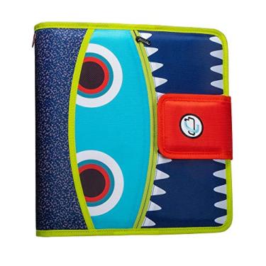 Imagem de Case it Pasta com alça de olho de monstro Open Tab, arquivo expansível de 5 -Tab, anéis em O de 5 polegadas, azul marinho