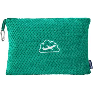 Imagem de BEDELITE Cobertor de viagem com bolsa, cobertor de lã jacquard ultramacio com manga de bagagem e clipe de mochila, cobertor de avião essencial de viagem, azul-petróleo