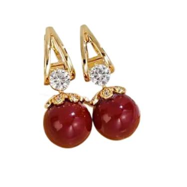 Imagem de Brincos pendentes femininos com design de pérolas florais roxas elegantes de zircônia cúbica, acessórios de joias, presente, One Size, Liga de aço, Zircônia cúbica