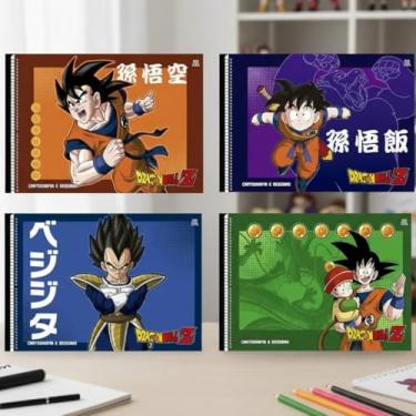 Imagem de Caderno de Cartografia e Desenho, Dragon Ball Z, 60 folhas Capa Dura – Ideal para Artes, Desenhos e Atividades Escolares, Sortidos