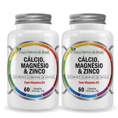 Imagem de Kit 2x Cmz (Cálcio, Magnésio, Zinco e D3) 500mg 60 Cápsulas Flora Nativa-Unissex