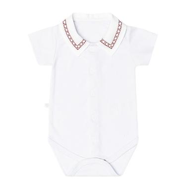 Imagem de Body Bebê Menino Gola Polo Branco Detalhe Vermelho Fofinho-Masculino