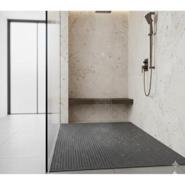 Imagem de Tapete Seguro Antiderrapante Para Crianças e Bebês no Banho Para Box (Cinza, 120x60)