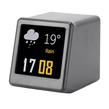 Imagem de Cryfokt Mini Relógio Digital, Tela LED Inteligente de 1,54 pol. Com Previsão do Tempo, Temperatura e Umidade para Carro de Escritório No Quarto Com álbum de Fotos GIF Personalizável