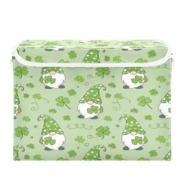 Imagem de STAYTOP Cestos de armazenamento fofos de gnomos para o Dia de São Patrício com tampas e alça de transporte, caixas de armazenamento dobráveis e organizadores de recipientes para casa, quarto, armário