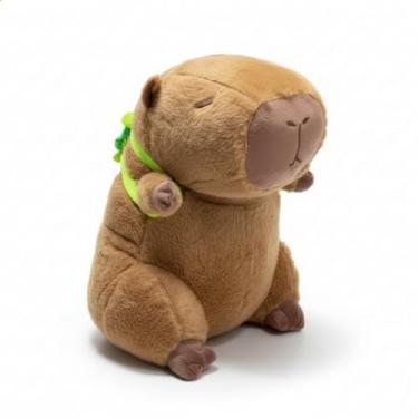 Imagem de Pelúcia Capivara Infantil Com Mochila Tartaruga, Brinquedo Antialérgico, Marrom e Verde, Presente Para Crianças, Natal 50cm
