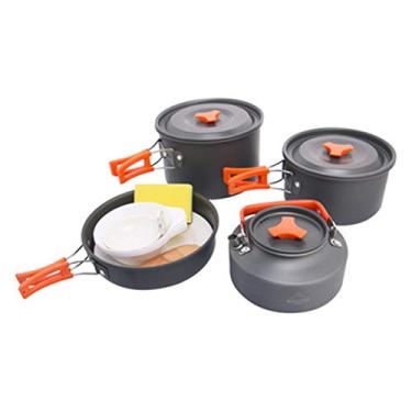 Imagem de Utensílios de cozinha de campismo portátil kit de bagunça conjunto de panelas dobrável para caminhadas, mochila, panela, equipamento de cozinha ao ar livre, panelas de acampamento ao ar livre (cor