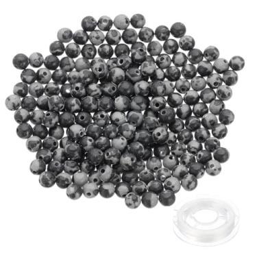 Imagem de Generic Contas de pedra natural de 4 mm, 200 peças de pedras preciosas redondas soltas genuínas contas de cristal espaçador de pedra real com cordão elástico de cristal para fazer joias pulseiras de