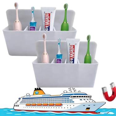 Imagem de Porta-escovas de dentes magnéticas para Cruise Essentials 2025 e 2026 Suporte de escova de dentes de viagem para banheiros, organizador de escova de dentes para cruzeiros no Caribe e cruzeiros no
