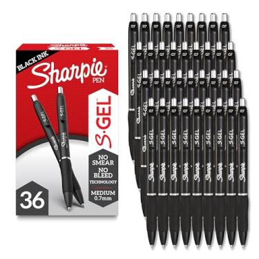Imagem de SHARPIE S-Gel, canetas de gel, ponta média (0,7 mm), caneta de gel de tinta preta, 36 unidades